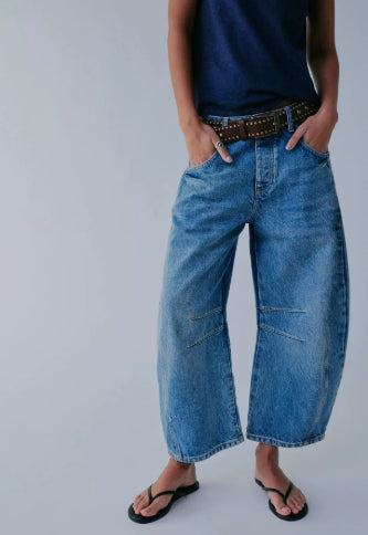 The Teneriffe Mid-Rise Barrel Jeans by WentSchmick