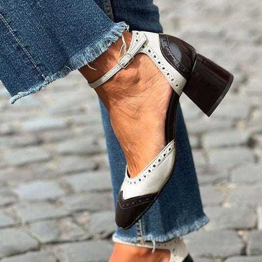 The Flemington Round-Toe Two-Tone Heels by WentSchmick