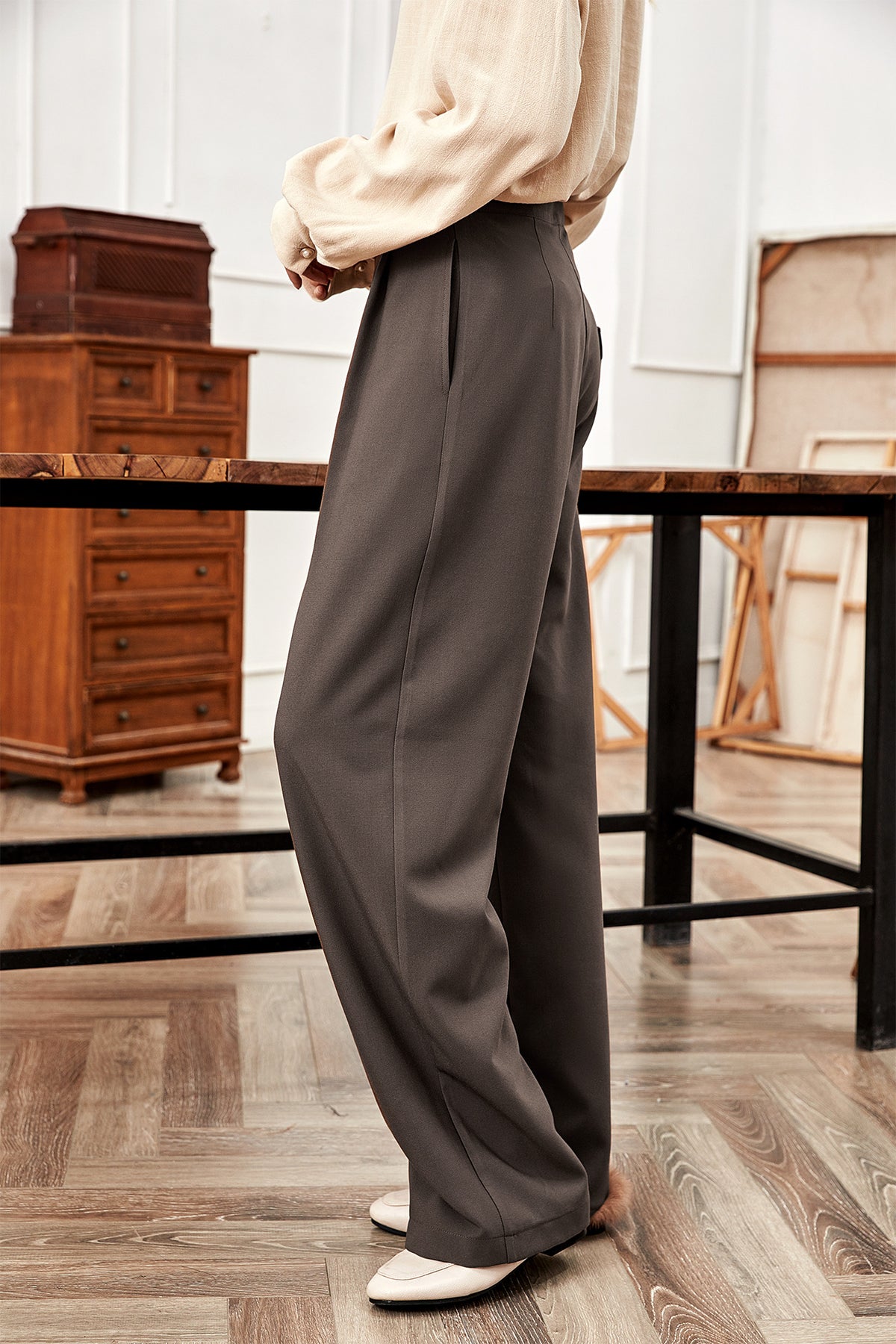The Wollstonecraft High-Waist Wide-Leg Trousers by WentSchmick