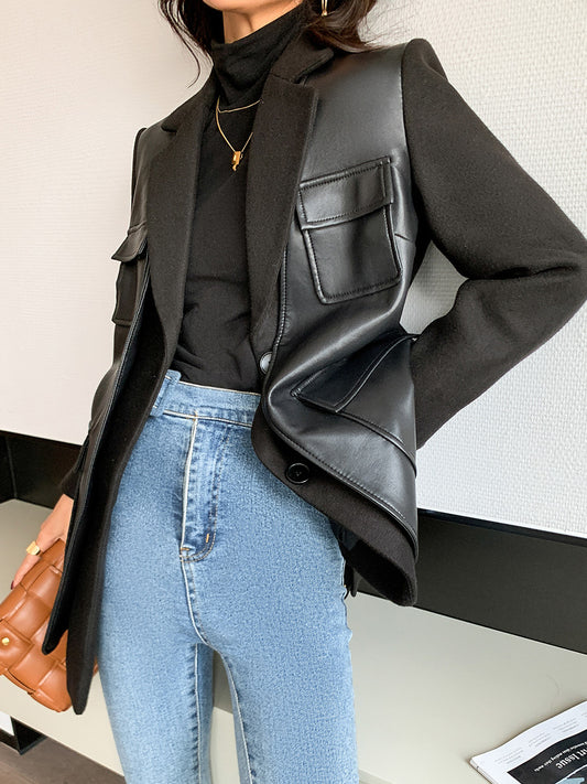The Port Melbourne Cropped Leather Blazer by WentSchmick