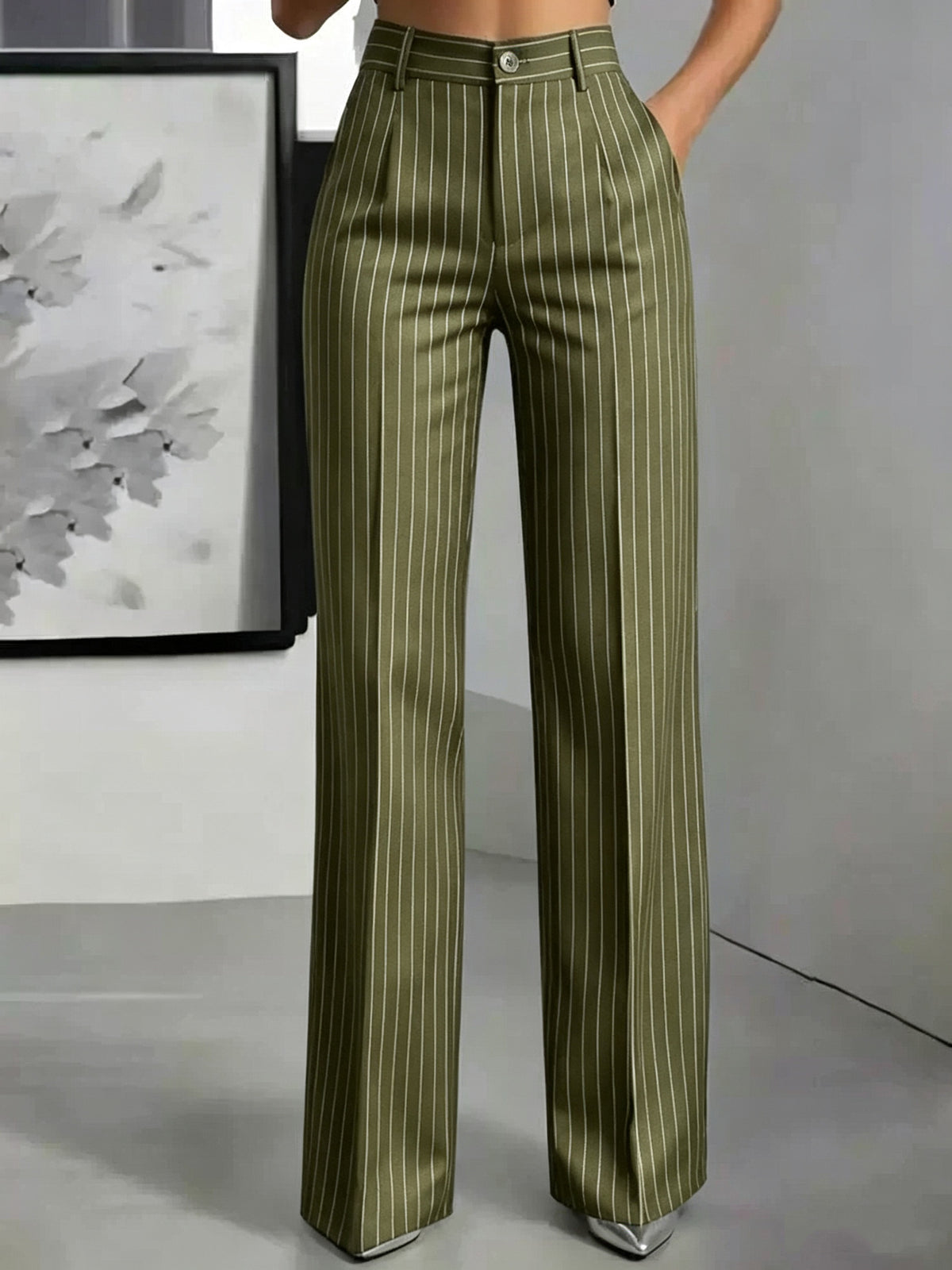 The Millers Point Pinstripe Wide-Leg Trousers by WentSchmick