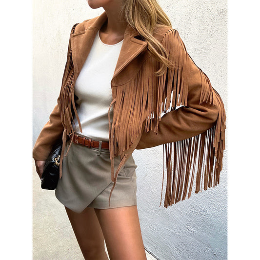 The McLaren Vale Suede Tassel Moto Jacket by WentSchmick