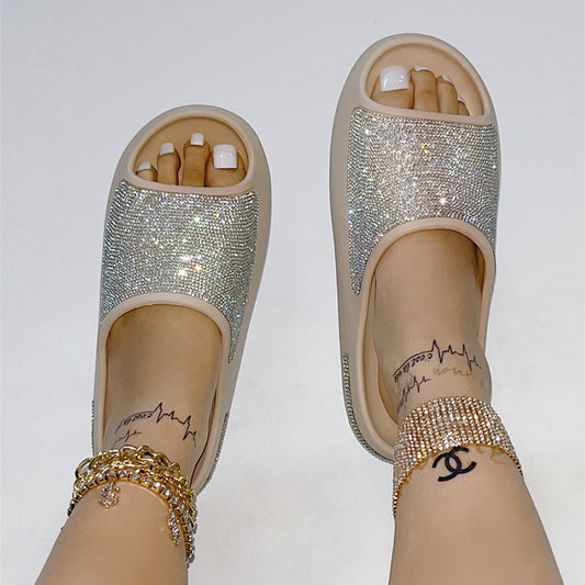The Magnetic Island Rhinestone Peep-Toe Slides by WentSchmick