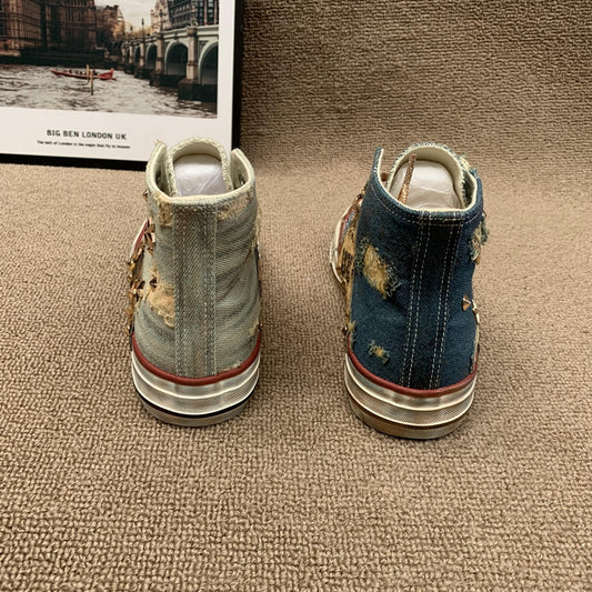 The Lilyfield Denim Rivet High-Top Sneakers by WentSchmick