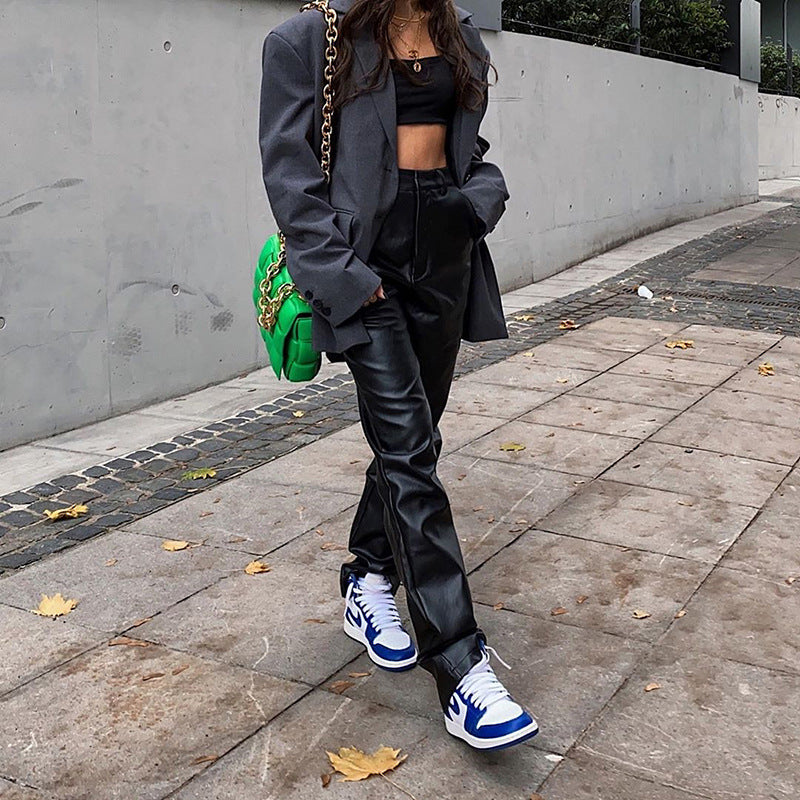 The Northbridge High-Waist PU Trousers by WentSchmick