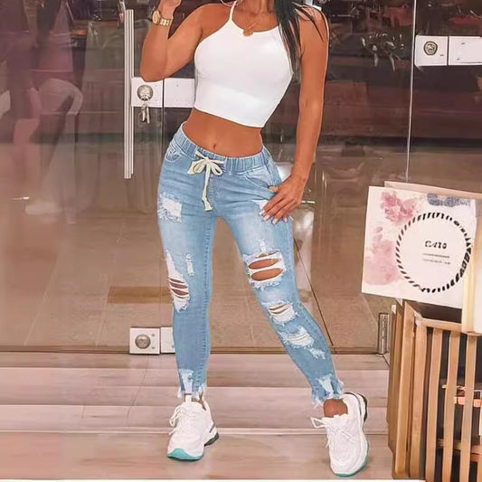 The Ultimo Stretch Ripped Cropped Jeans by WentSchmick