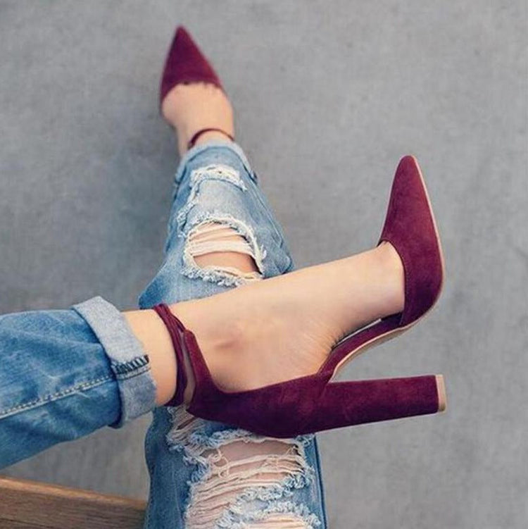 The Balmain Suede Pointed Block Heel Sandal by WentSchmick