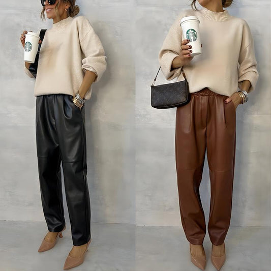 The Hunters Point Elastic-Waist Faux Leather Pants by WentSchmick