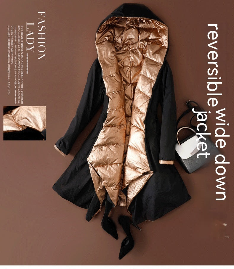 The Clare Glossy Reversible Down Coat by WentSchmick