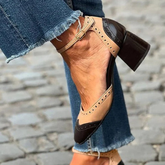 The Flemington Round-Toe Two-Tone Heels by WentSchmick