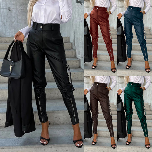 The Ripponlea Zip-Waist Faux Leather Trousers by WentSchmick