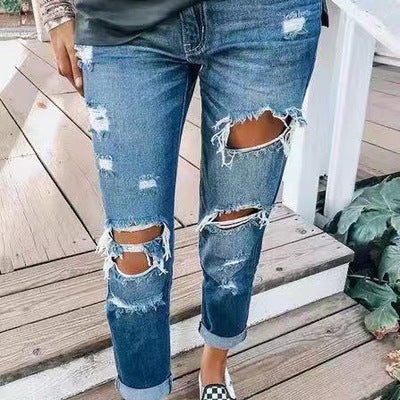 The McMahons Point Ripped Mid-Rise Pencil Jeans by WentSchmick