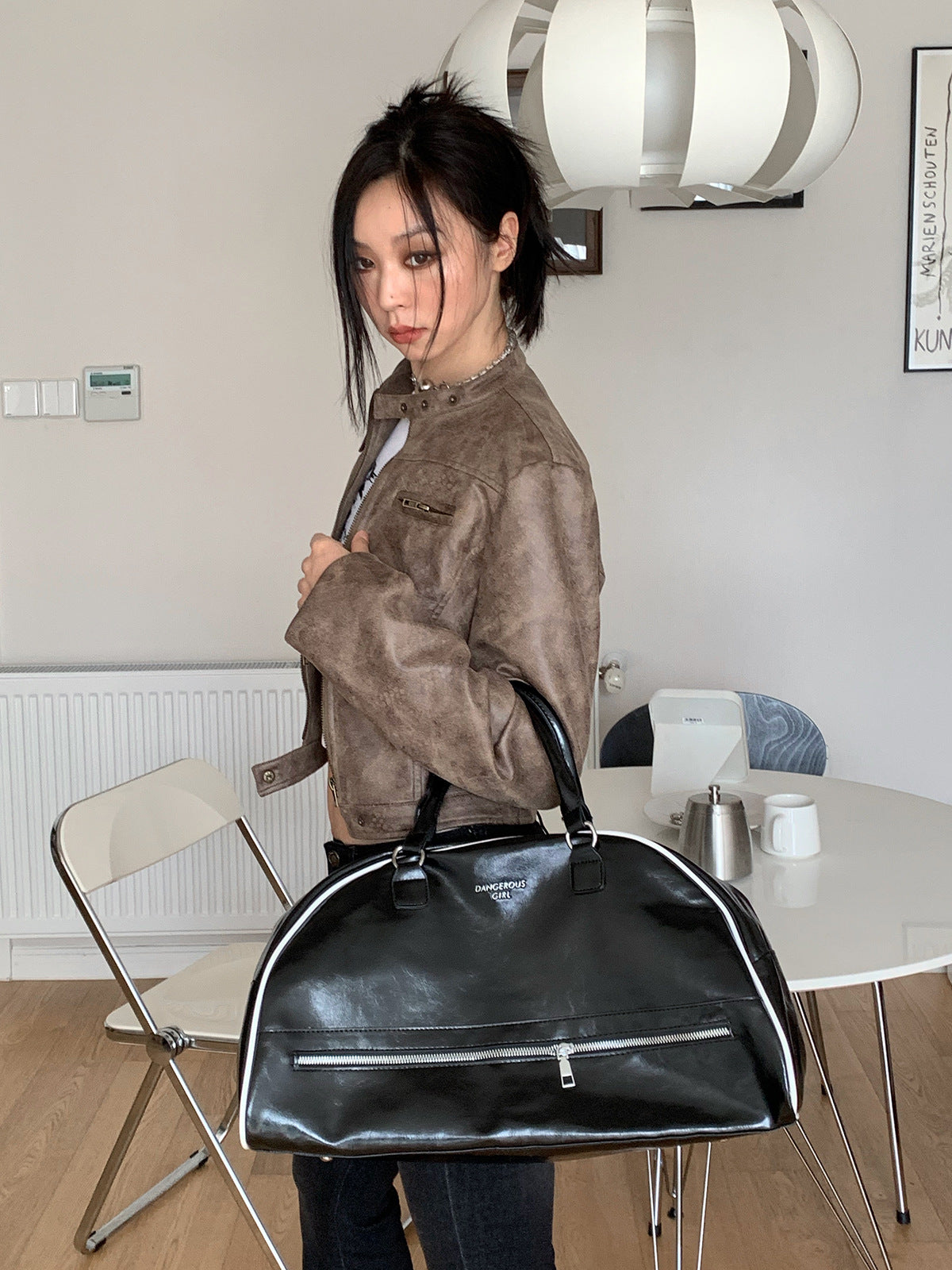 The Thirroul Short Suede Biker Jacket by WentSchmick