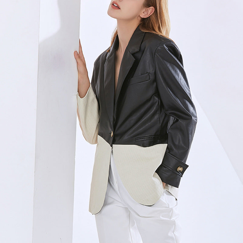 The Rocks Two-Tone Faux Leather Blazer by WentSchmick