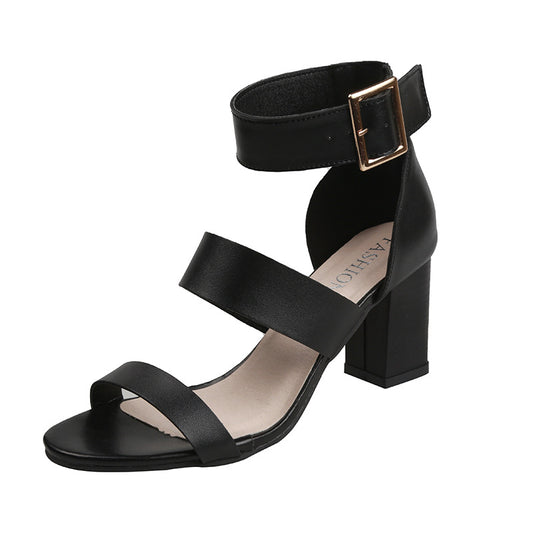 The Elwood Buckle Block Heel Sandal by WentSchmick