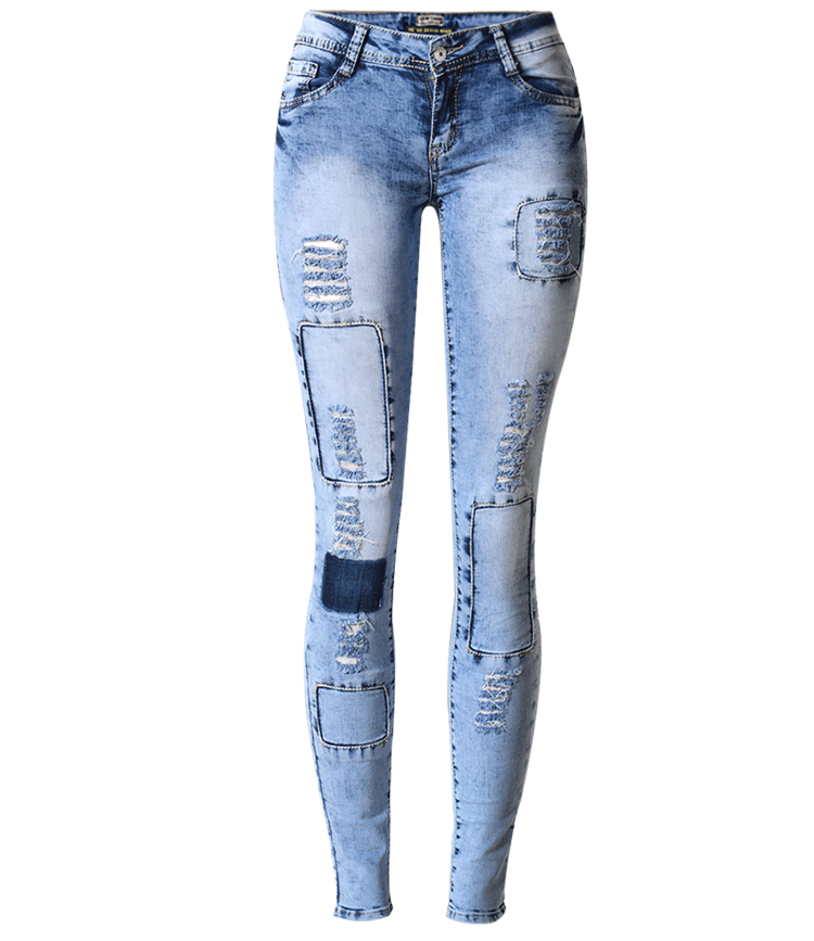 The Mermaid Beach Low-Rise Patchwork Skinny Jeans by WentSchmick