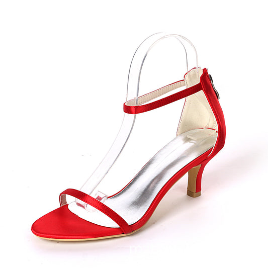 The Lavender Bay Satin Stiletto Strap Sandals by WentSchmick