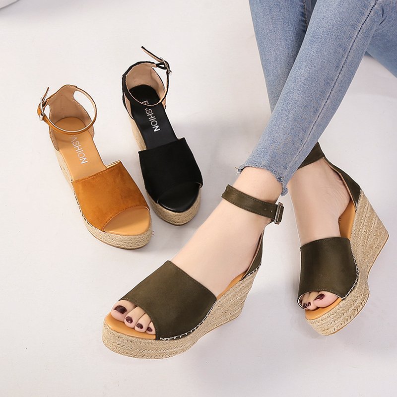 The Manly Buckle Peep-Toe Block Heel by WentSchmick