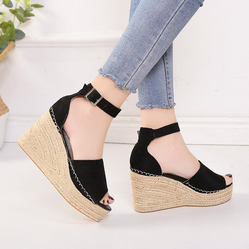 The Manly Buckle Peep-Toe Block Heel by WentSchmick