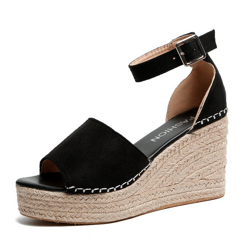 The Manly Buckle Peep-Toe Block Heel by WentSchmick