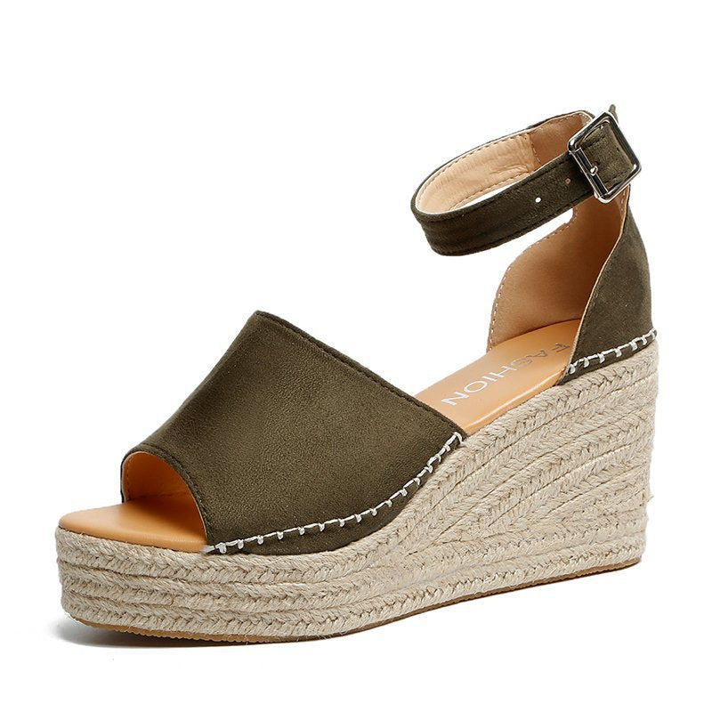 The Manly Buckle Peep-Toe Block Heel by WentSchmick