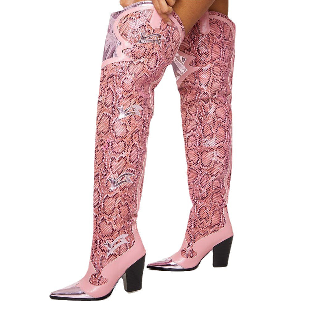 The Dover Heights Snake Print Over-the-Knee Boots by WentSchmick