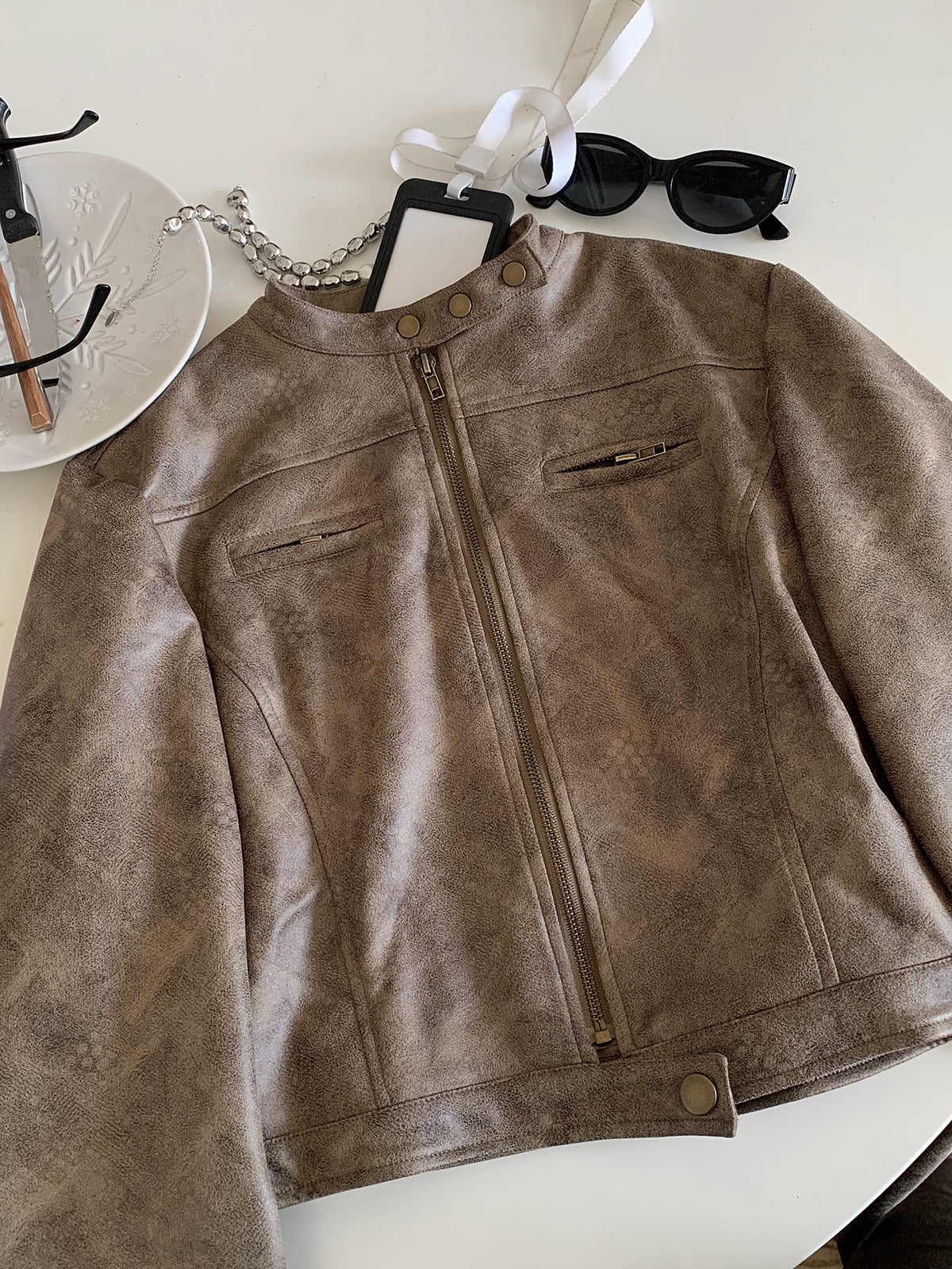 The Thirroul Short Suede Biker Jacket by WentSchmick