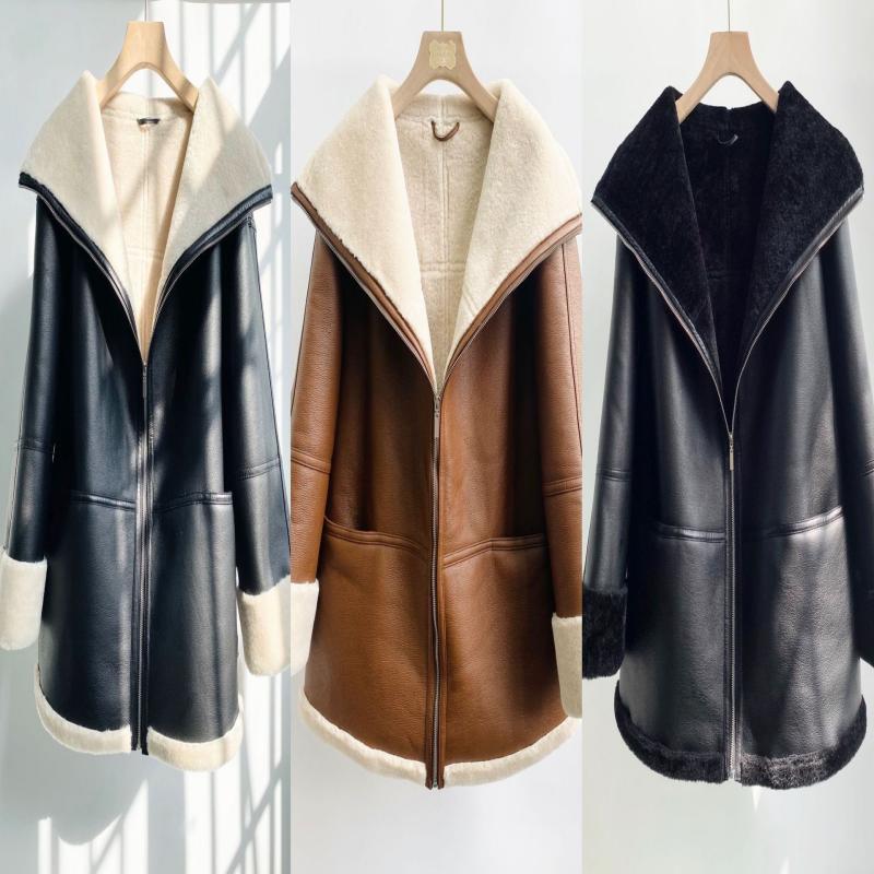 The Hunters Hill Faux Fur Collar Leather Coat by WentSchmick
