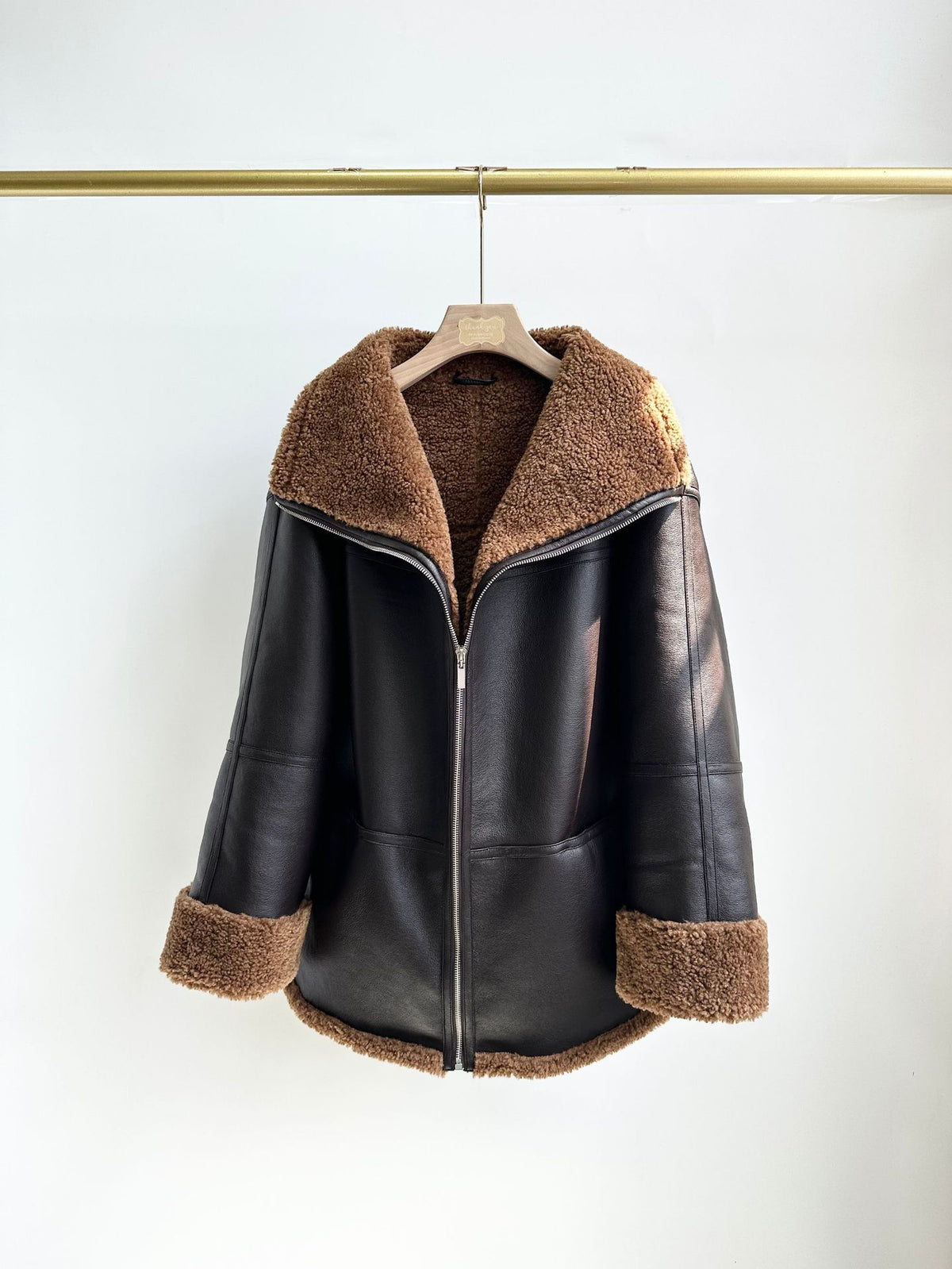 The Hunters Hill Faux Fur Collar Leather Coat by WentSchmick
