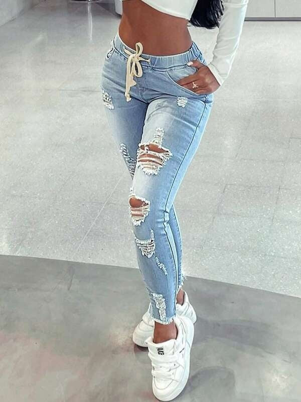 The Ultimo Stretch Ripped Cropped Jeans by WentSchmick