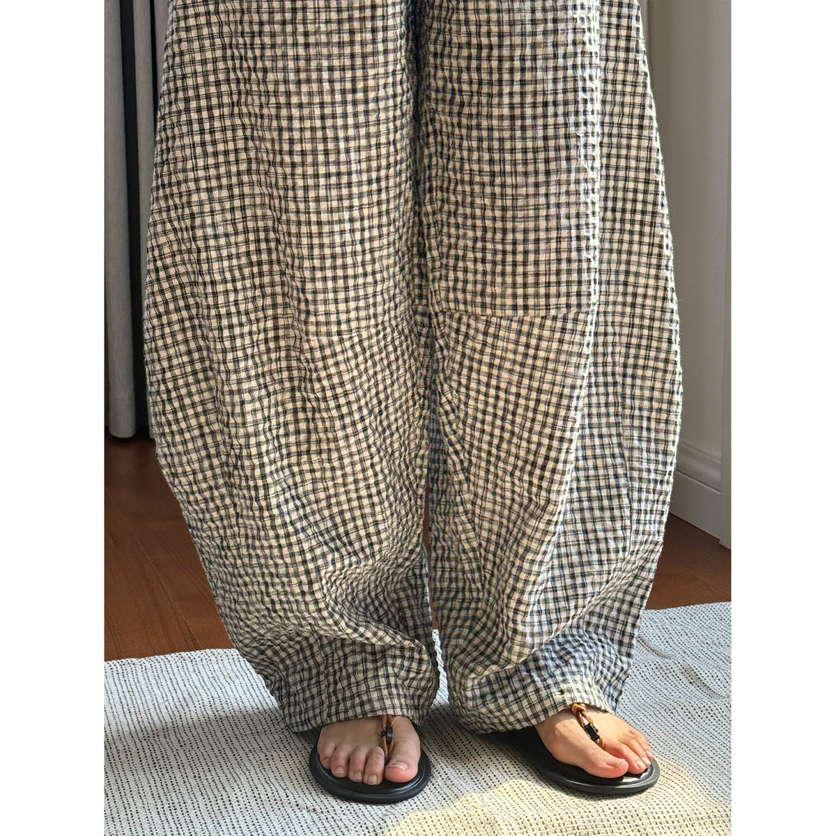 The Montville Plaid Linen-Blend Wide-Leg Trousers by WentSchmick