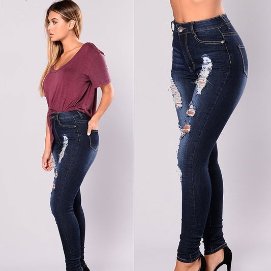 The Bulimba High-Waist Ripped Skinny Jeans by WentSchmick