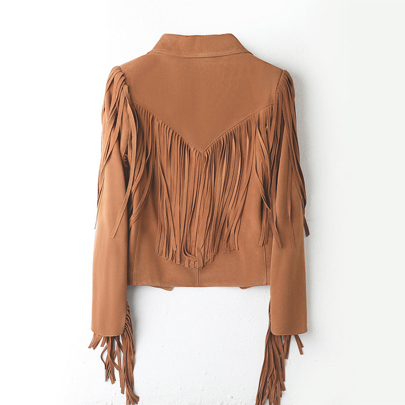 The McLaren Vale Suede Tassel Moto Jacket by WentSchmick