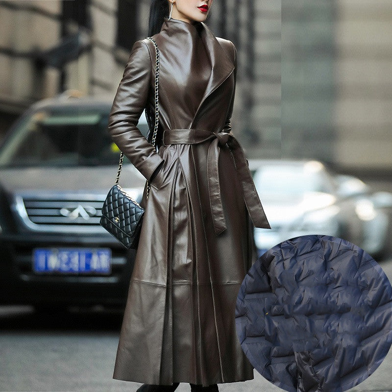 The Yarralumla Belted Faux Leather Down Coat by WentSchmick