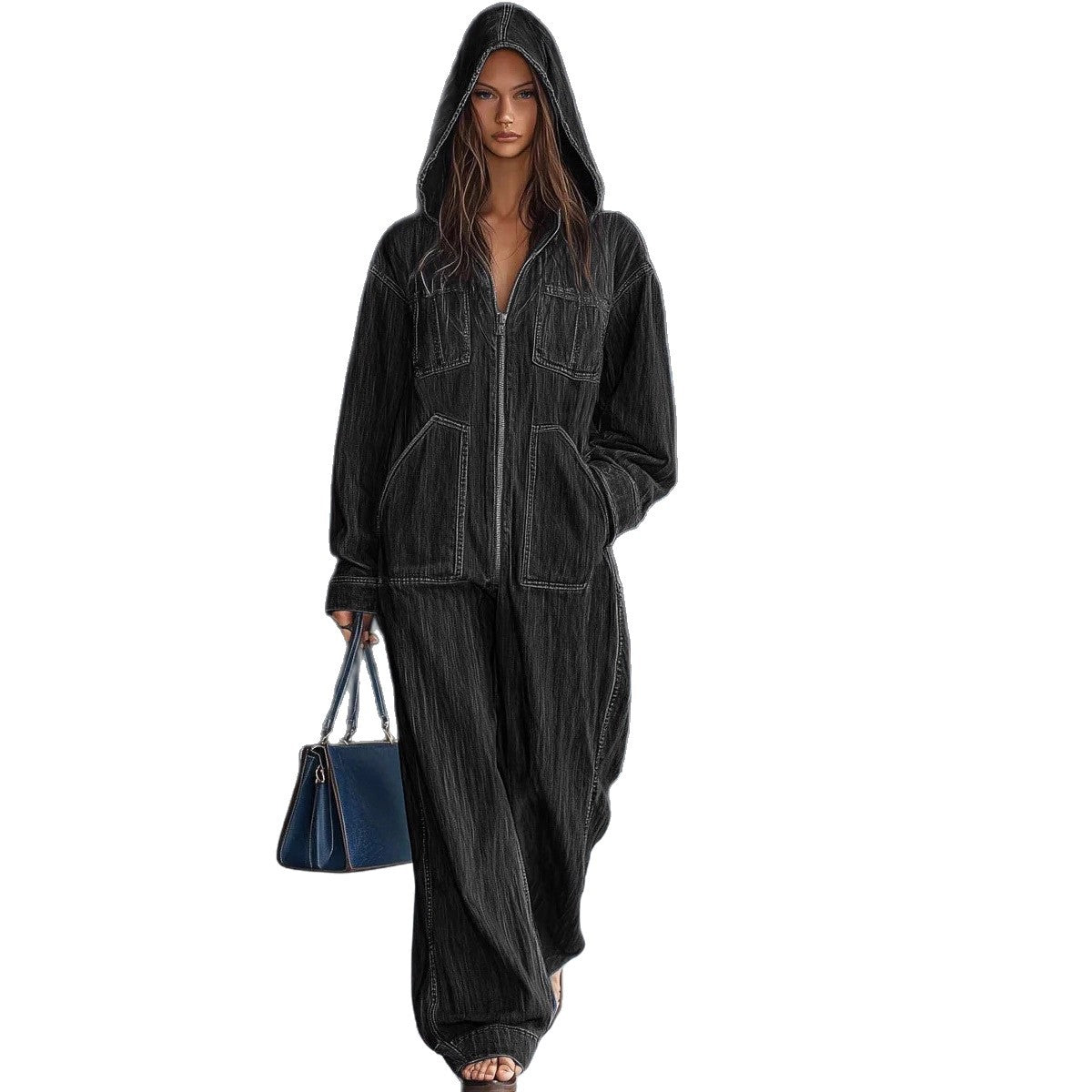 The Footscray Hooded Denim Jumpsuit by WentSchmick