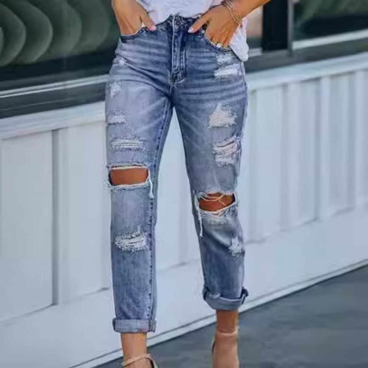 The Longueville Ripped Slim-Fit Jeans by WentSchmick