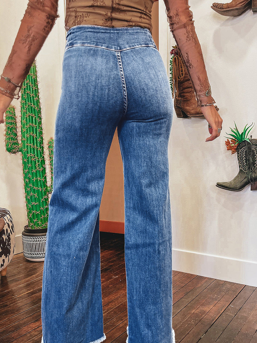 The Toowong Ripped Hem Flare Jeans by WentSchmick