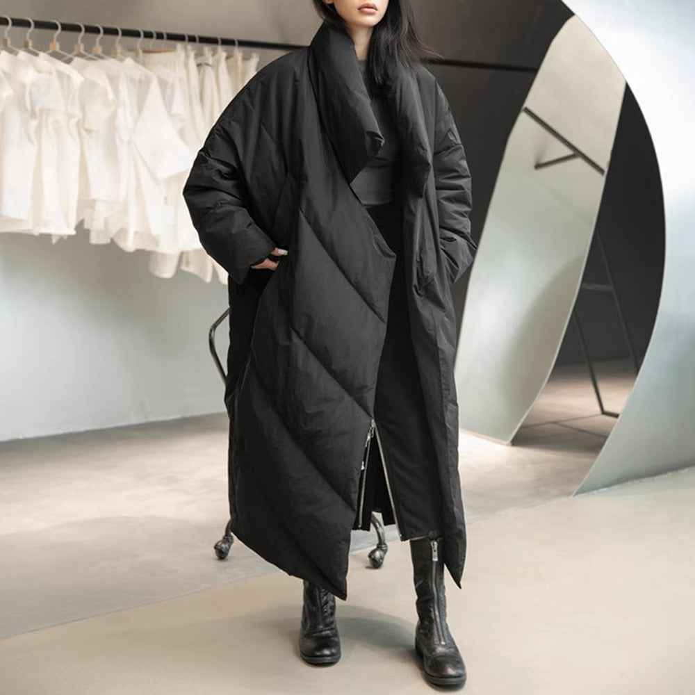 The Rye Asymmetric Mid-Length Down Coat by WentSchmick