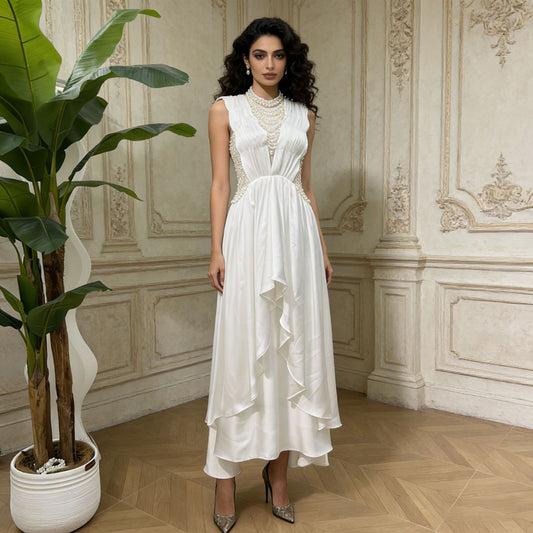 The Caulfield Beaded Cinched-Waist Maxi Dress by WentSchmick