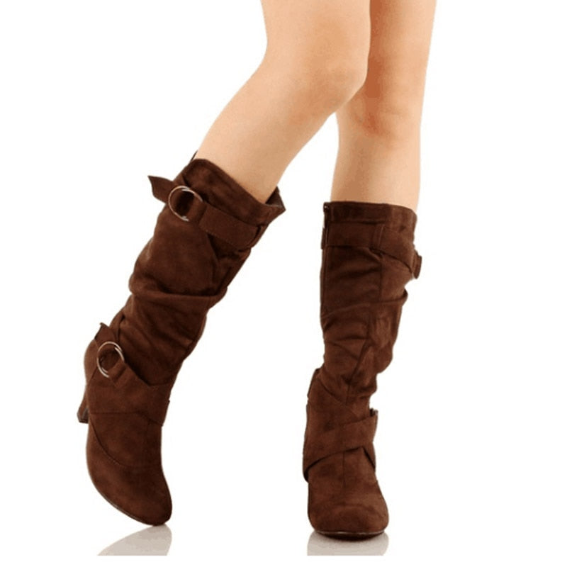 The Daylesford Suede Block Heel Boot by WentSchmick