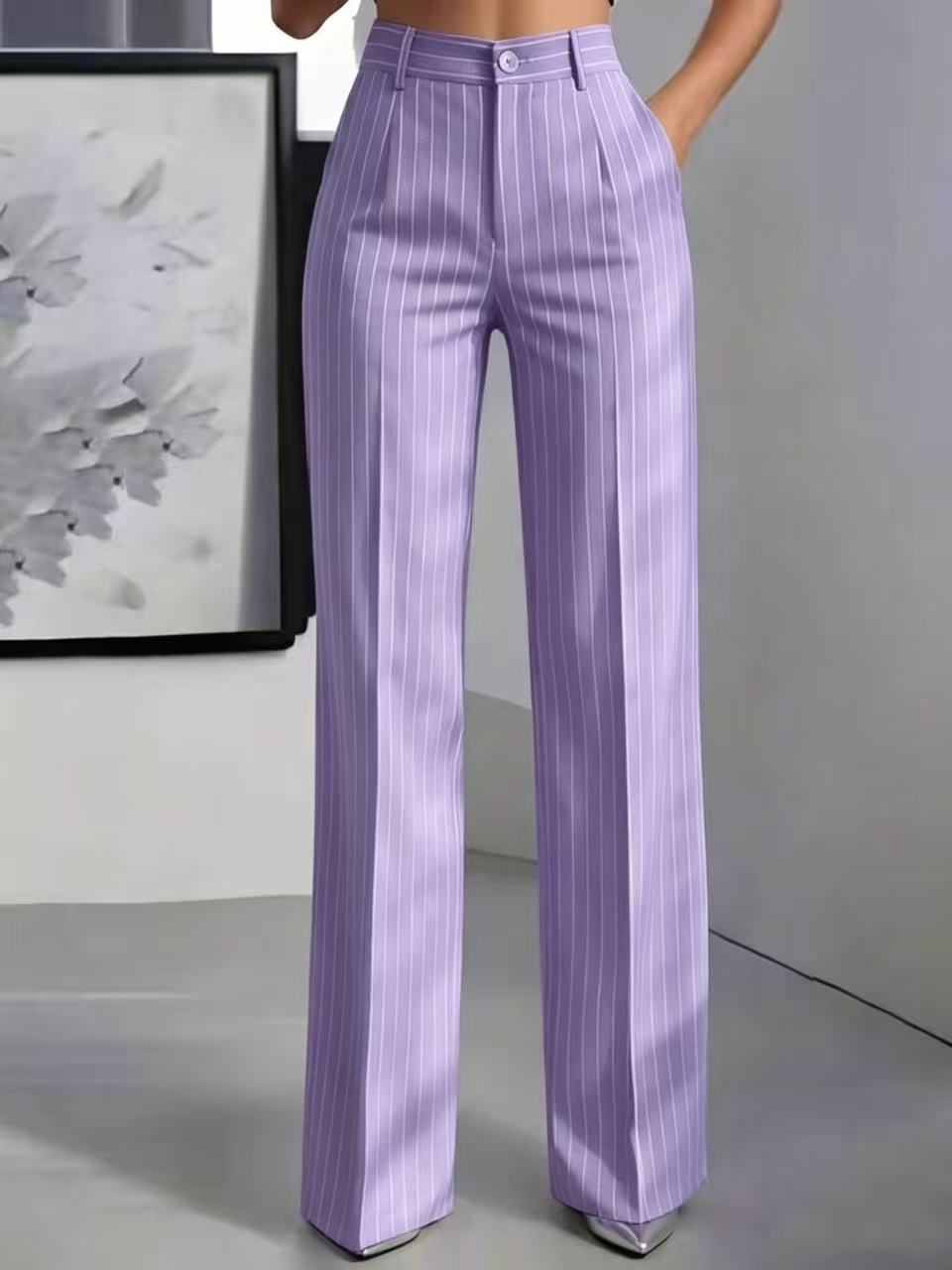 The Millers Point Pinstripe Wide-Leg Trousers by WentSchmick