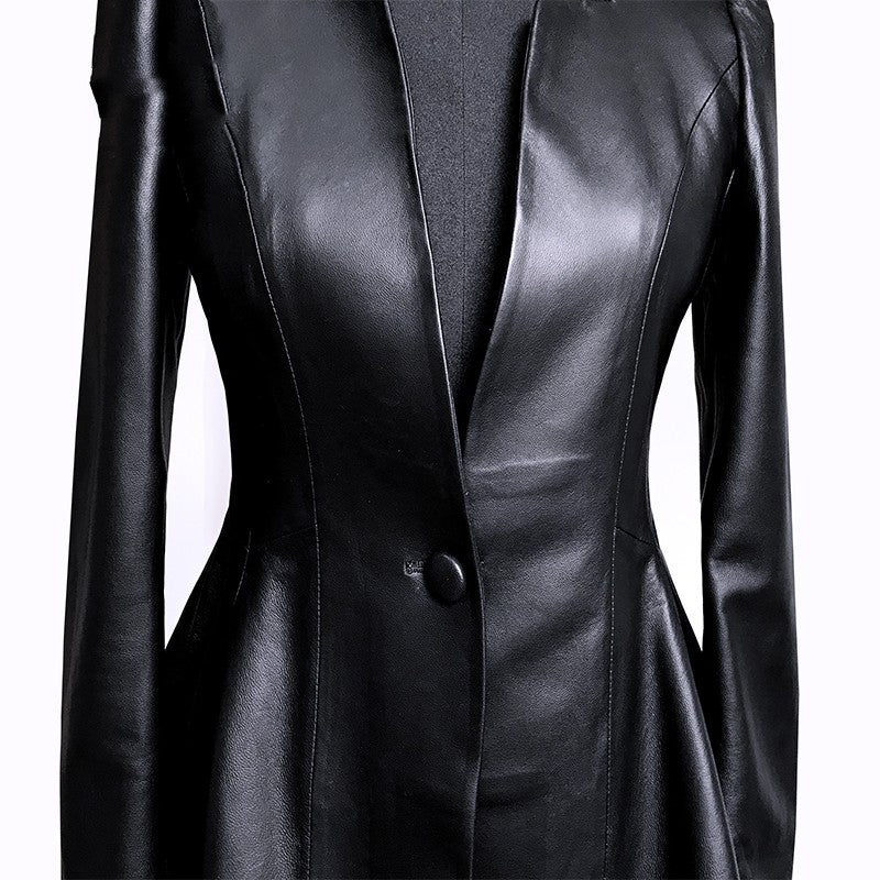 The Abbotsford Cropped V-Neck Leather Jacket by WentSchmick