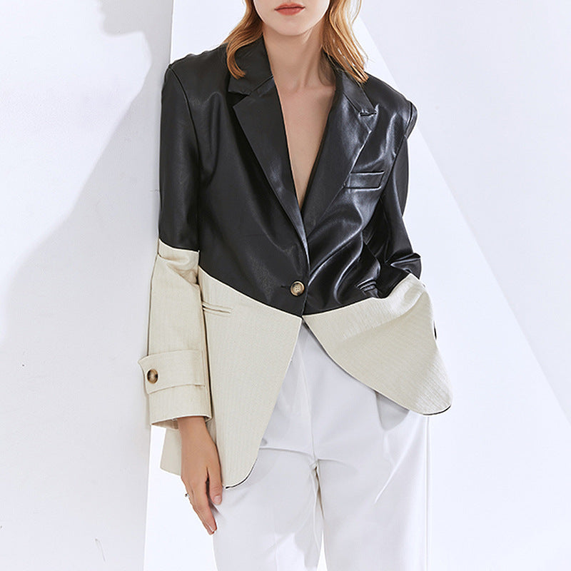 The Rocks Two-Tone Faux Leather Blazer by WentSchmick