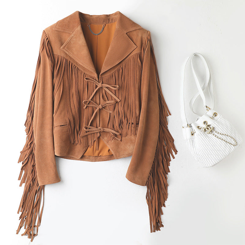 The McLaren Vale Suede Tassel Moto Jacket by WentSchmick