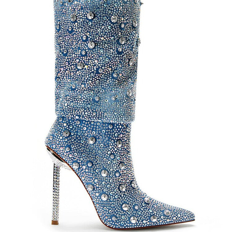 The Balmoral Pointed Denim Boots by WentSchmick