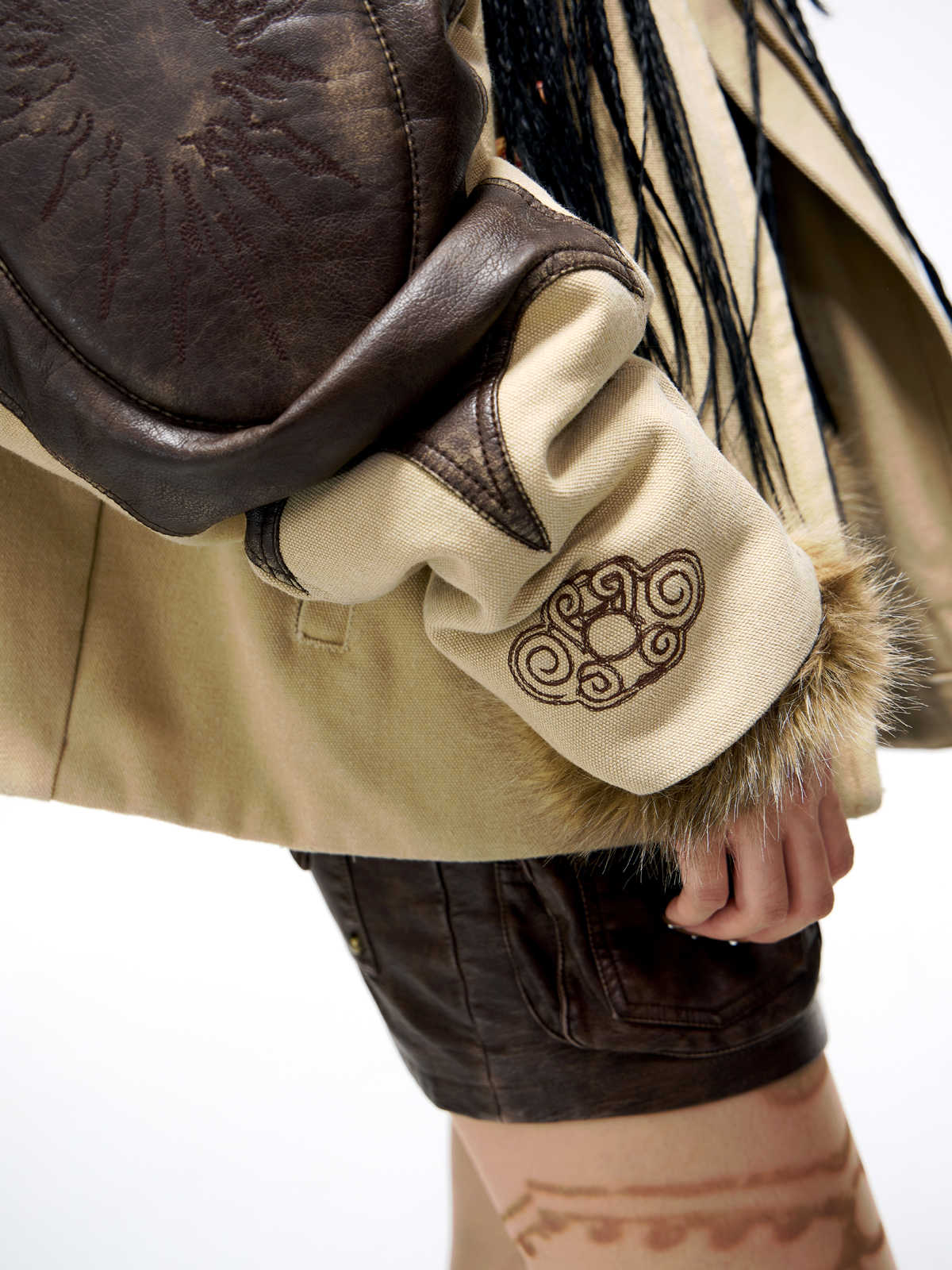 The Semaphore Leather and Cotton Patchwork Jacket by WentSchmick