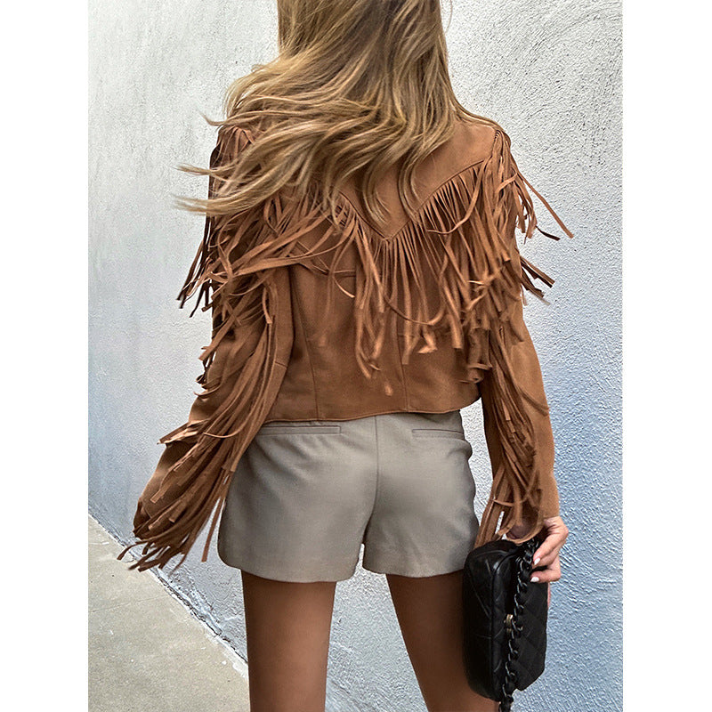The McLaren Vale Suede Tassel Moto Jacket by WentSchmick