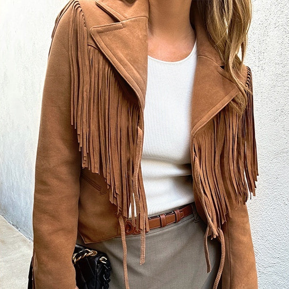 The McLaren Vale Suede Tassel Moto Jacket by WentSchmick