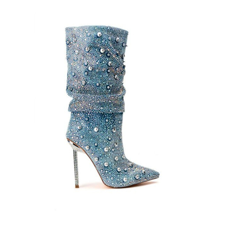 The Balmoral Pointed Denim Boots by WentSchmick