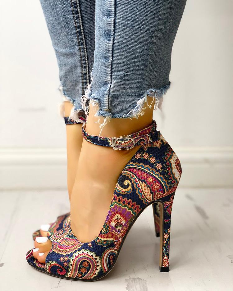 The Hawthorn Printed Buckle Heel by WentSchmick